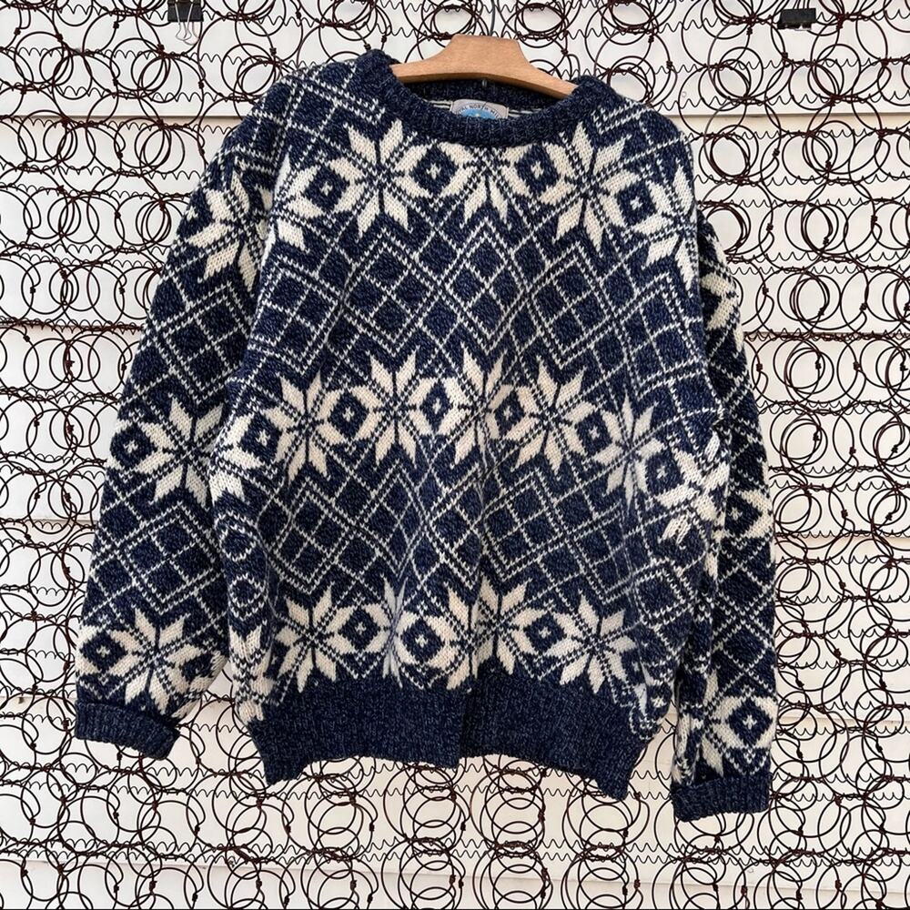 Vintage Royal North Mills outfitters USA wool knit fair isle sweater XL?